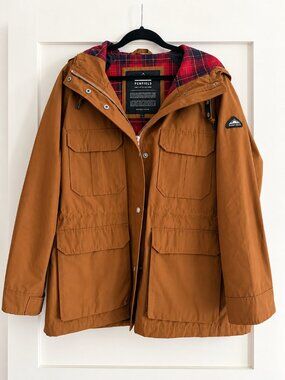 Penfield Brown Hooded Utility Field Jacket Plaid Lined